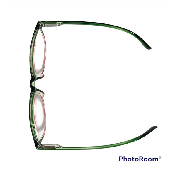 2.50 Reading Glasses Clear Lens Ombré Green Red Frame Oversized Cateye Designer - Picture 9 of 10
